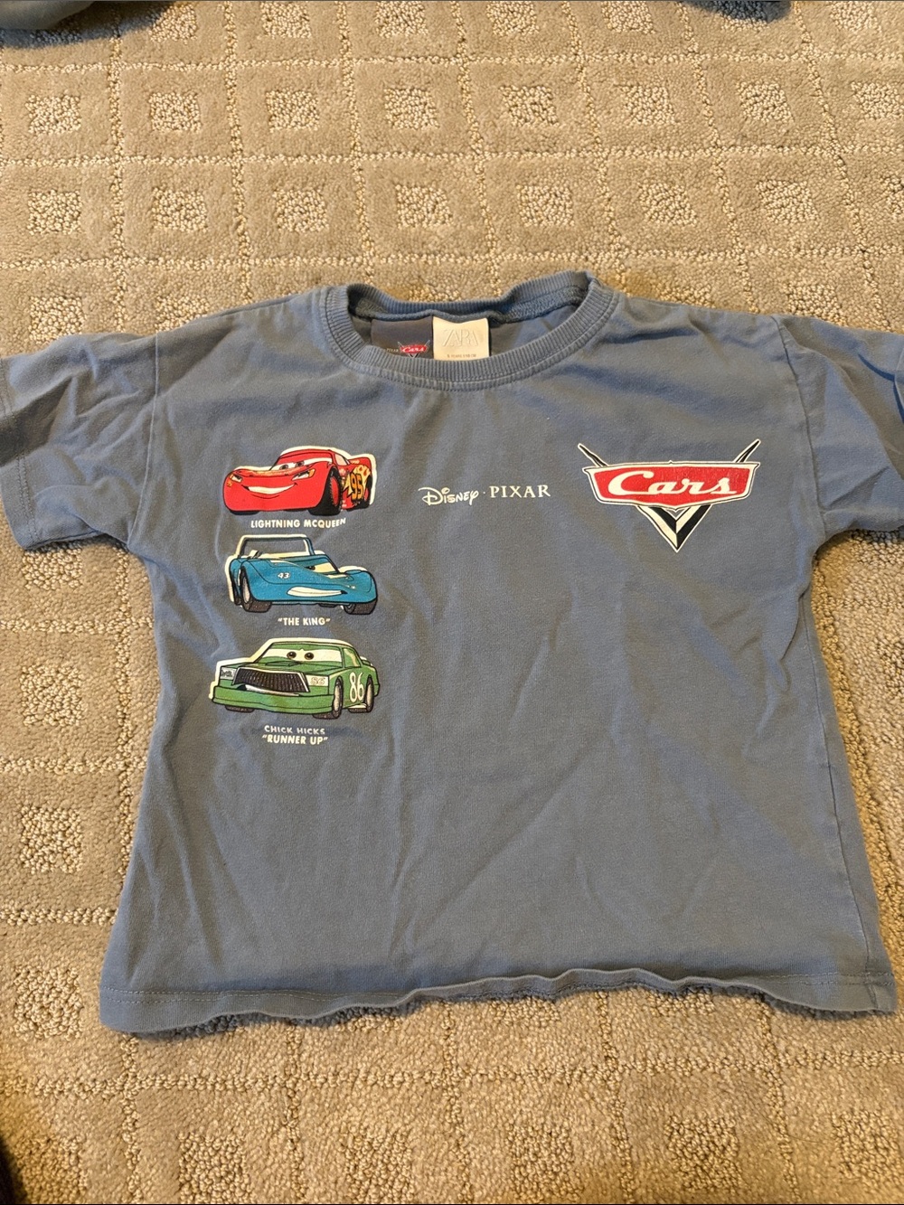 Zara Blue Kids Disney Cars Graphic T-Shirt with Red & Green Accents